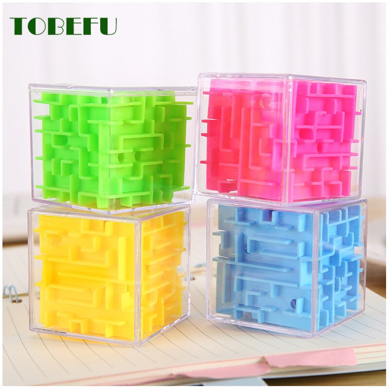 TOBEFU-laberinto 3D de seis caras para niños, cubo mágico transparente, Cubo de velocidad, juego de pelota rodante, laberinto, juguetes educativos