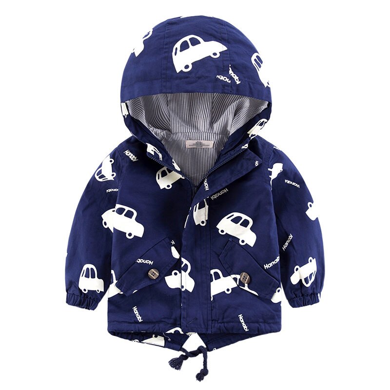 Liakhouskaya Brand Children Boys Jacket Hooded Top Cute Car Coat Outerwear Spring Autumn Coats Kids Long Sleeve Clothes: Drak blue / 3T