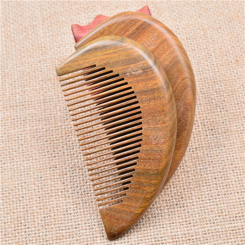 Peigne de Massage en bois de santal vert naturel en forme de cœur, 2 pièces, soulage la douleur, brosse, meilleur pour les amoureux
