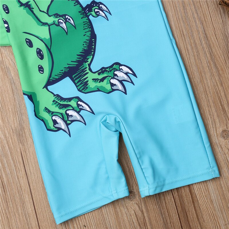 Trend baby børn dreng sommer strand badetøj badedragt dinosaur hurtigtørrende et stykke svømning kostume med hat sæt