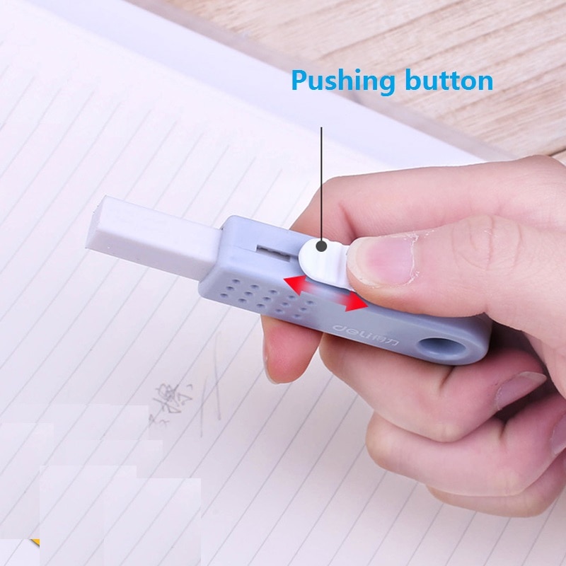 Safe Material TPR Eraser Pushing Type With Protect Cover White Pencil Eraser Kids Students Draw Sketch School Supplies 71084