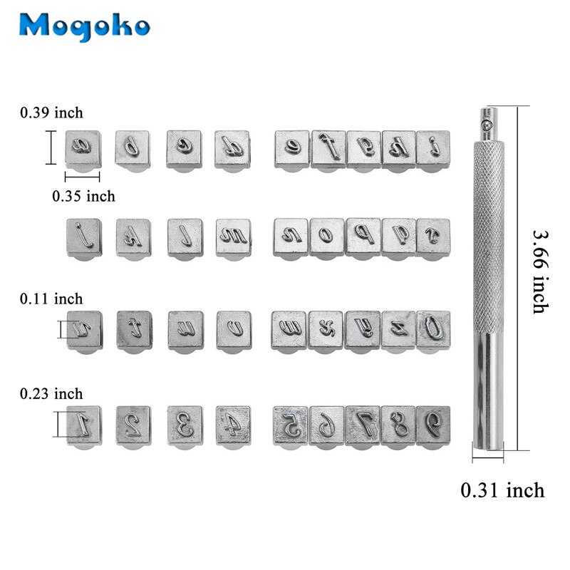 Mogoko Neue 26 Buchstaben Alphabet & 10 Zahlen Aufgedruckt Metall Leder Stanzen Werkzeuge für Leder Gürtel Tasche Hütte Schuhe Handwerk kennzeichnung