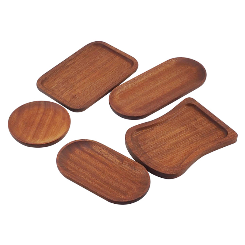 Tableware Dessert Round Tray Walnut Color Japanese Wood Tray Breakfast Bread Tray Tea Saucer Coasters Coffee Coasters