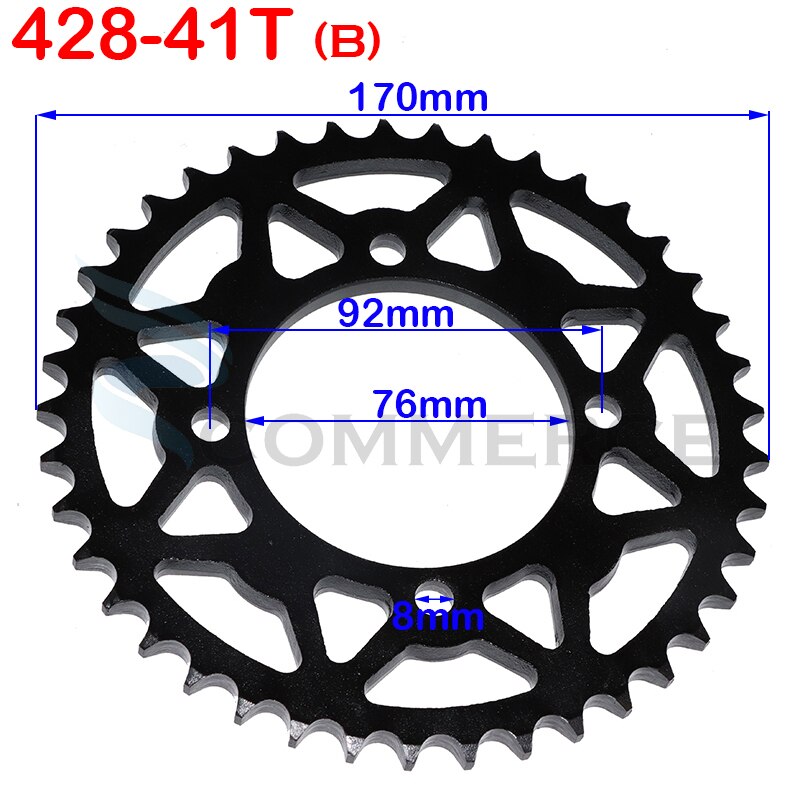 420/428 Chains 35T/37T/39T/41T/43T/45T/48T Motorcycle Chain Sprockets Rear Back Sprocket Cog For 110cc 125cc 140cc Dirt Pit Bike: 428-41T  B