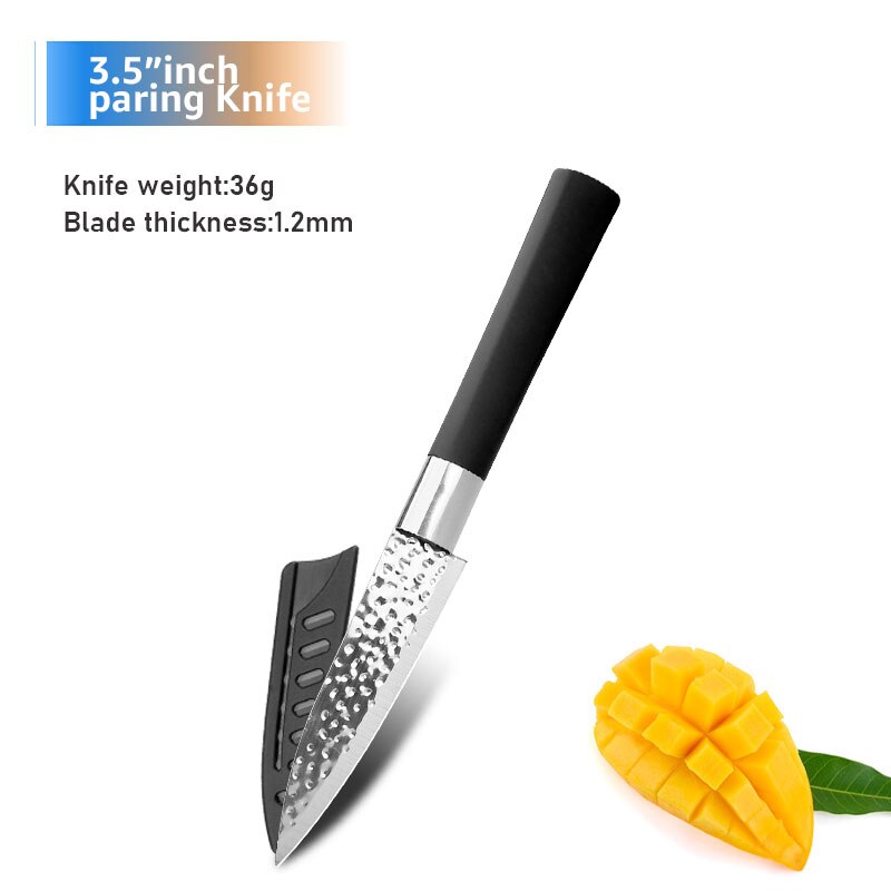 Chef Messen 6 Set Professionele Japanse Keukenmessen Hoge Carban Rvs Vlees Cleaver Fruit Mesje Koksmes: paring knife