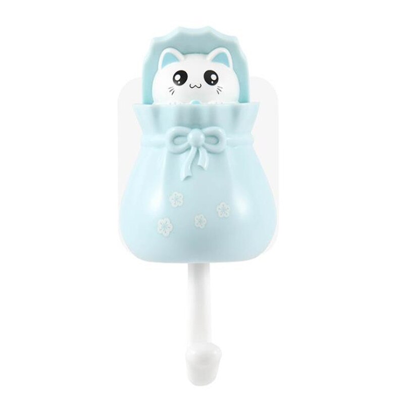 Leuke Kat Sleutelhouder Muur Haak Handtas Jas Rack Plastic Huishoudster Voor Sleutels Hanger Home Decoratieve Muur Haken Kitten: blue bag cat