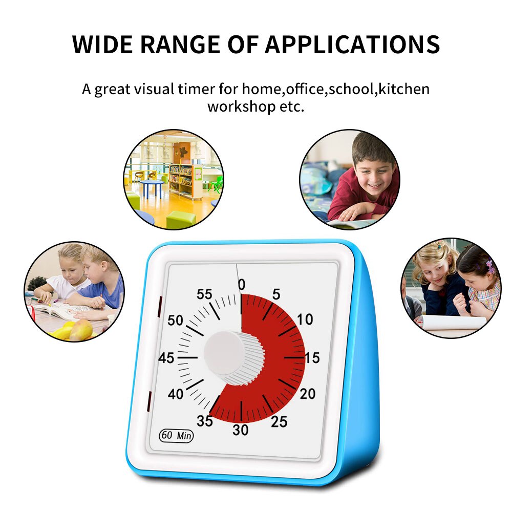 1 Uds 60 minutos Visual temporizador analógico silencioso reloj de Cuenta regresiva tiempo herramienta de gestión para los niños adultos seguro Durable