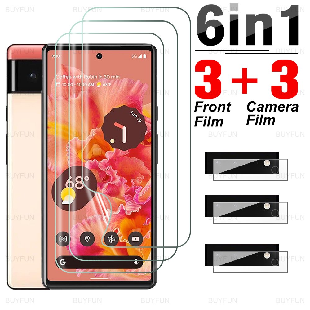 6in1 Hydrogel Film Voor Google Pixel 6 Pro Volledige Cover Front Zachte Film Voor Google Pixel 6 Pixel6 Pro Camera lens Screen Protector: For Pixel 6 Pro