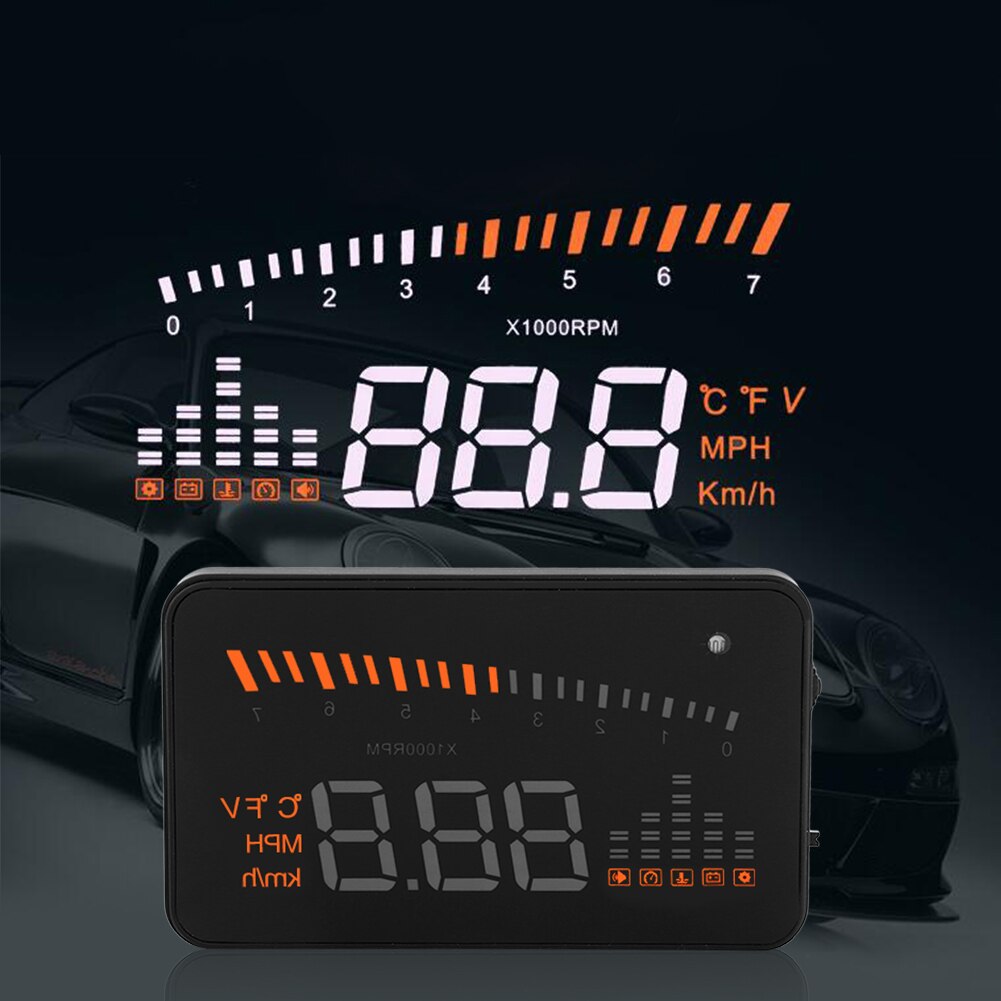 Car OBDII HUD Head Up Display Windscreen Projector Speed Warning System With Non-Slip Mat Reflection Film 3inch Screen HUD
