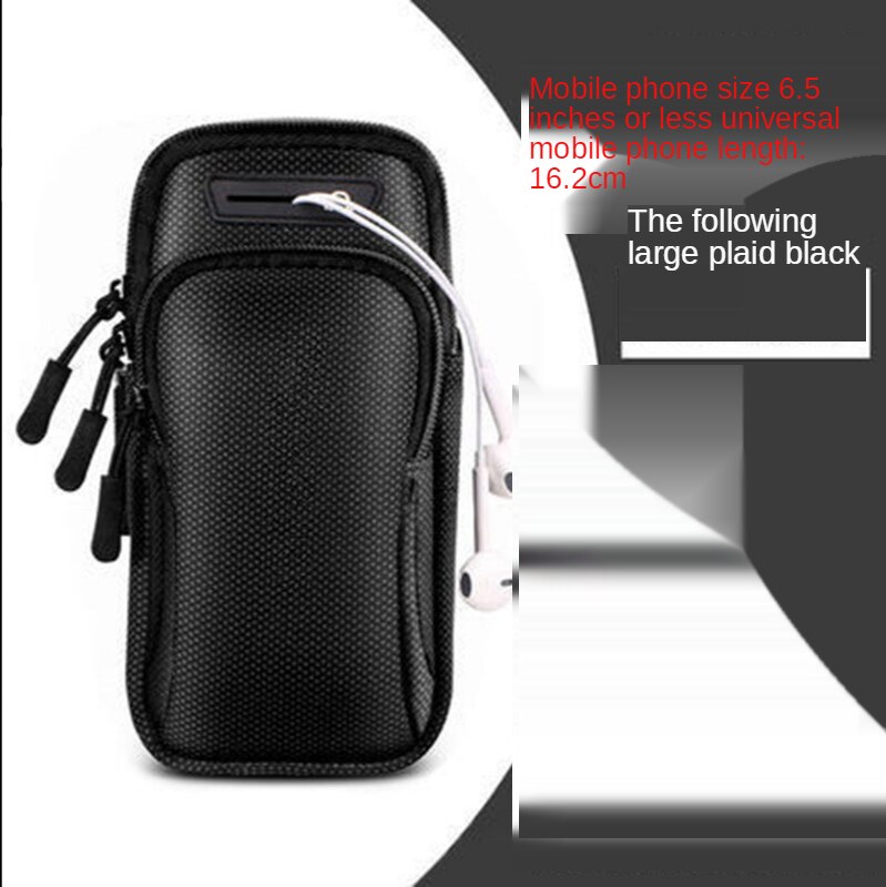 Funda de teléfono deportiva para correr en la mano, brazalete para Airpods Pro, iPhone 11, 7 Plus, Samsung A71, bolsa con cremallera, funda para el brazo: Black