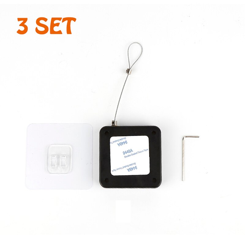 800g Pull Automatic Door Closer Automatic Sensor Door Closer Automatically Close for All Doors Punch-Free Steel Rope Length 1.2m: 3sets Black