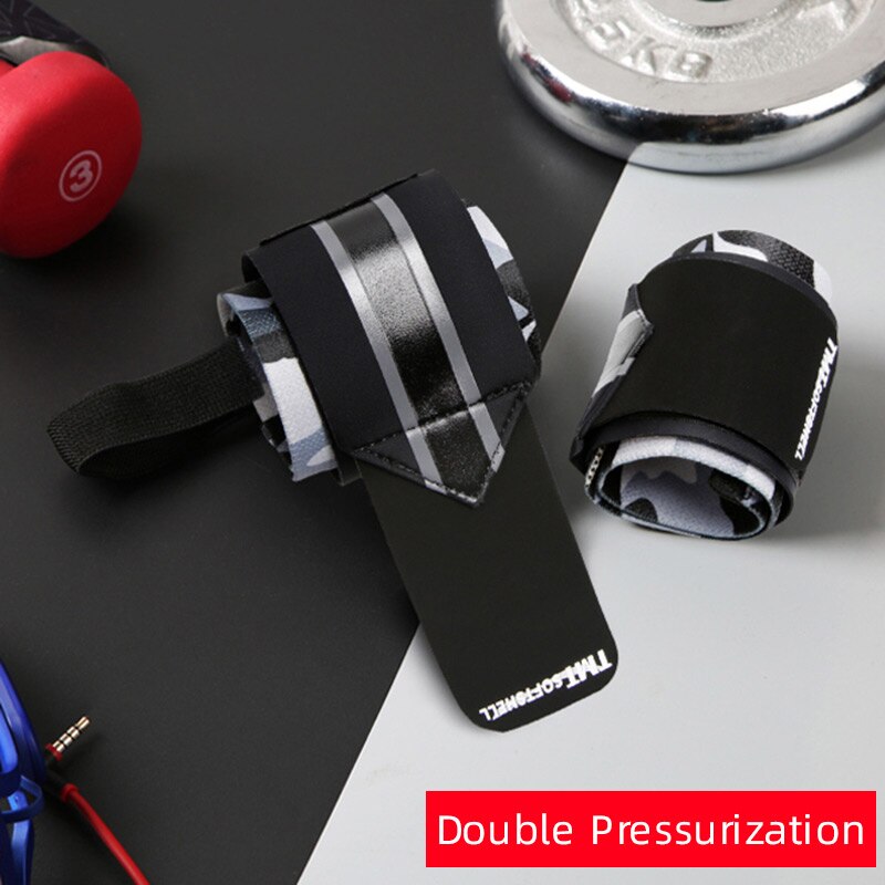 TMT-muñequeras deportivas para entrenamiento, mancuernas, equipo de gimnasio, pesas, envolturas de soporte para muñeca, protector para Crossfit, túnel carpiano: Negro