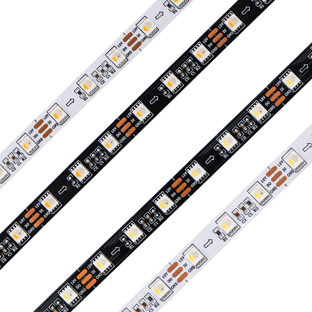 Sk6812(ws2812b)  rgbw rgbww 5050 smd 4 in 1 led-strip et ic-drev 3 leds smart lys 60 leds/m sort/hvid printkort  ip30 65 67 dc12v