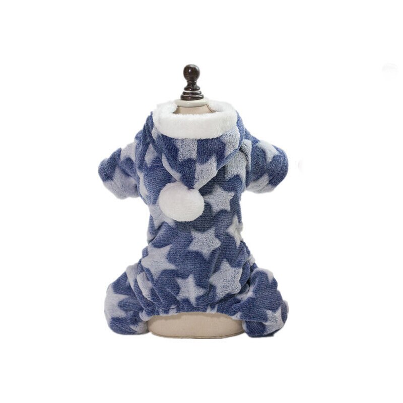 Leuke Hond Kat Kleding Fleece Trui Jassen Jumpsuit Yorkshire Chihuahua Kleding Winterjas Jas Capuchon Pyjama Hond Kostuum: Blue / M