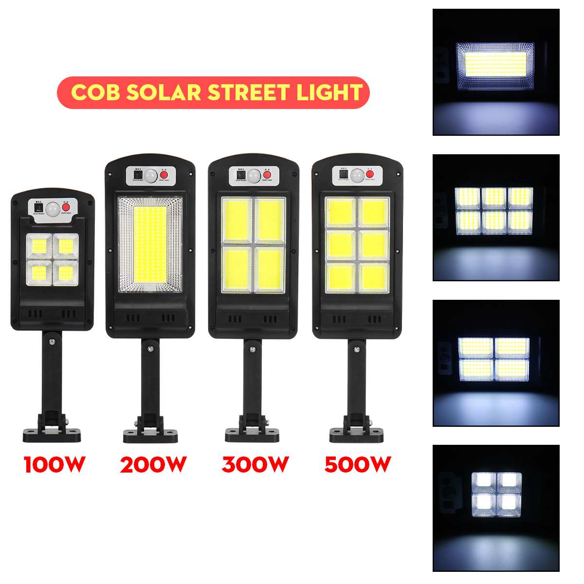 500w ledet solcelle gatelys 128 kolbe utendørs belysning sikkerhetslampe bevegelse pir sensor fjernkontroll vanntett vegglampe