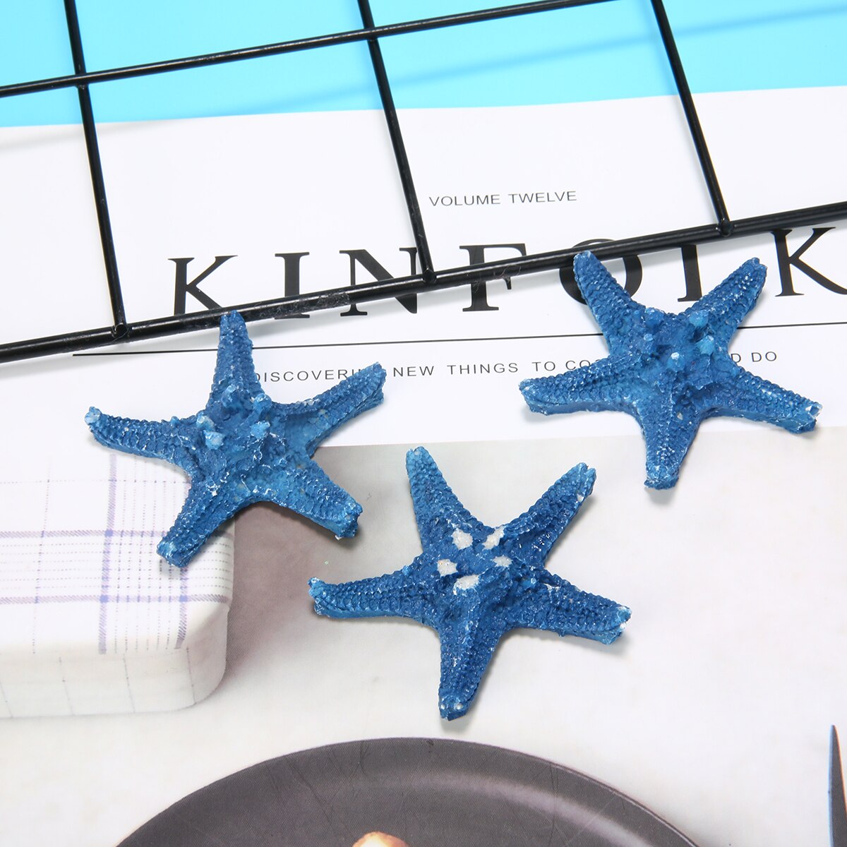 3Pcs Resin Decorative Starfish Mediterranean Style Sea Star starfish White/Blue Small For Home Table Wall Children Room Decor