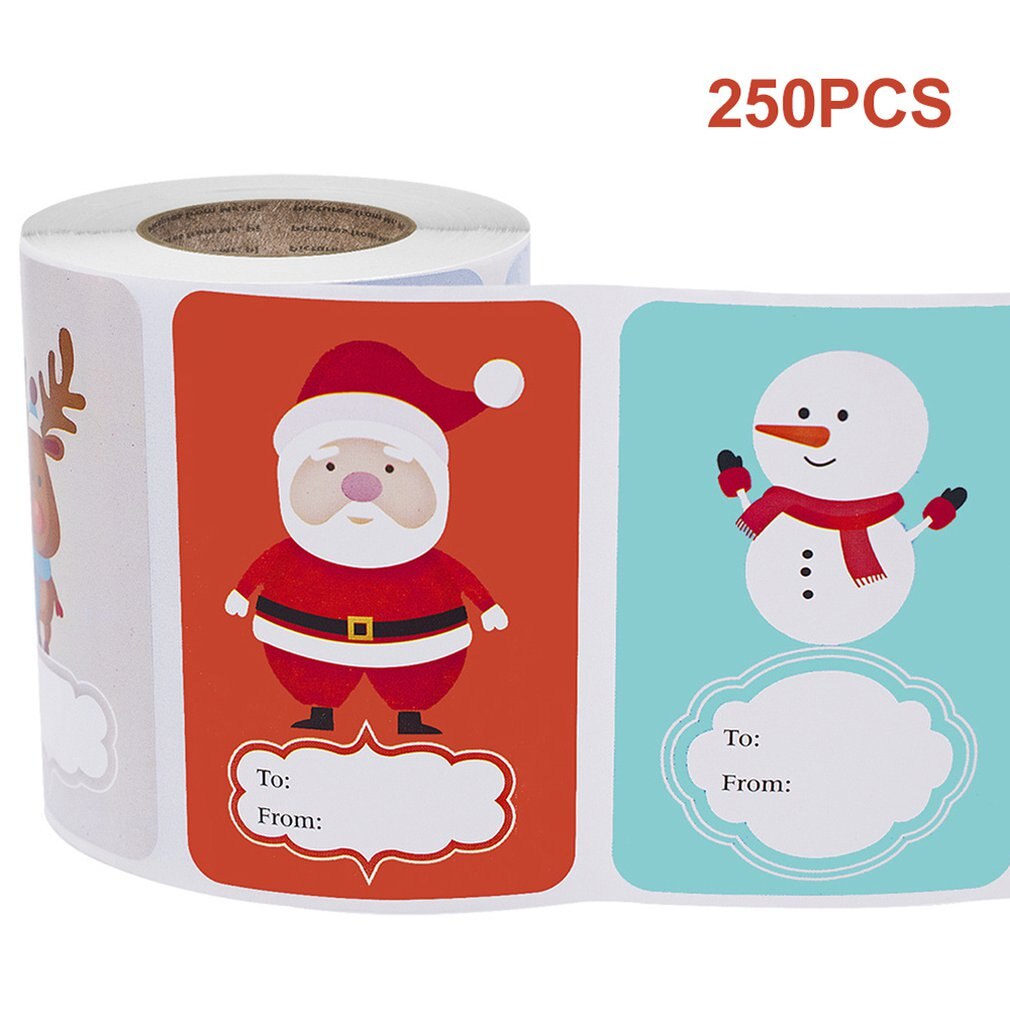 250pcs / Roll Sticky Christmas Name Tags Seal Labels Christmas Decals Wrapping Stickers