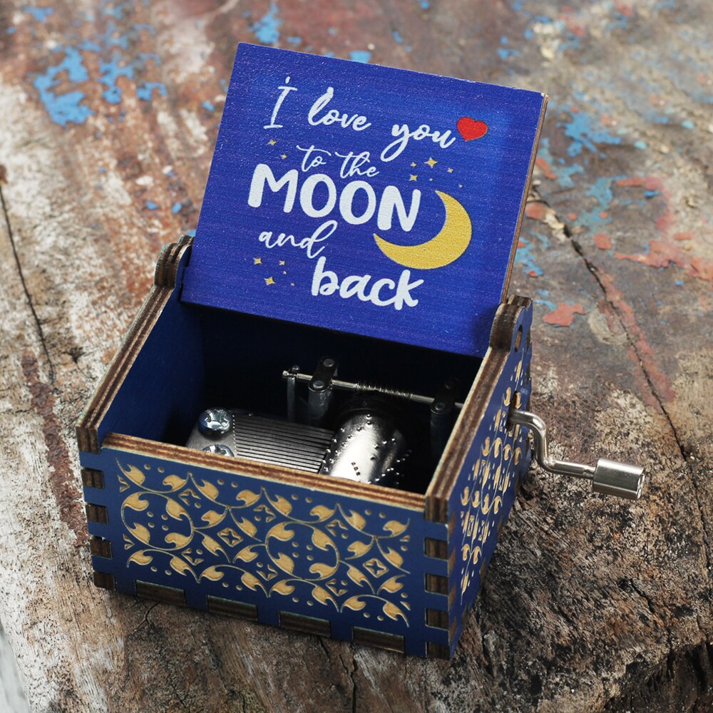 Houten handzwengel muziekdoos je bent mijn zonneschijn ik hou van je aan mijn vrouw muziekthema muziekdoos kerstmis een verjaardag: Ik hou van jou 05