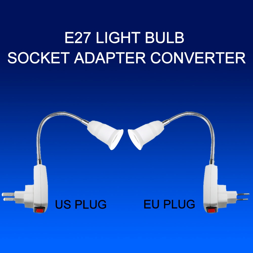 Flexibel  e27 lampa lampa sockeladapter förlänga förlängningsomvandlare väggbashållare skruvuttag jacka eu us plug adapter