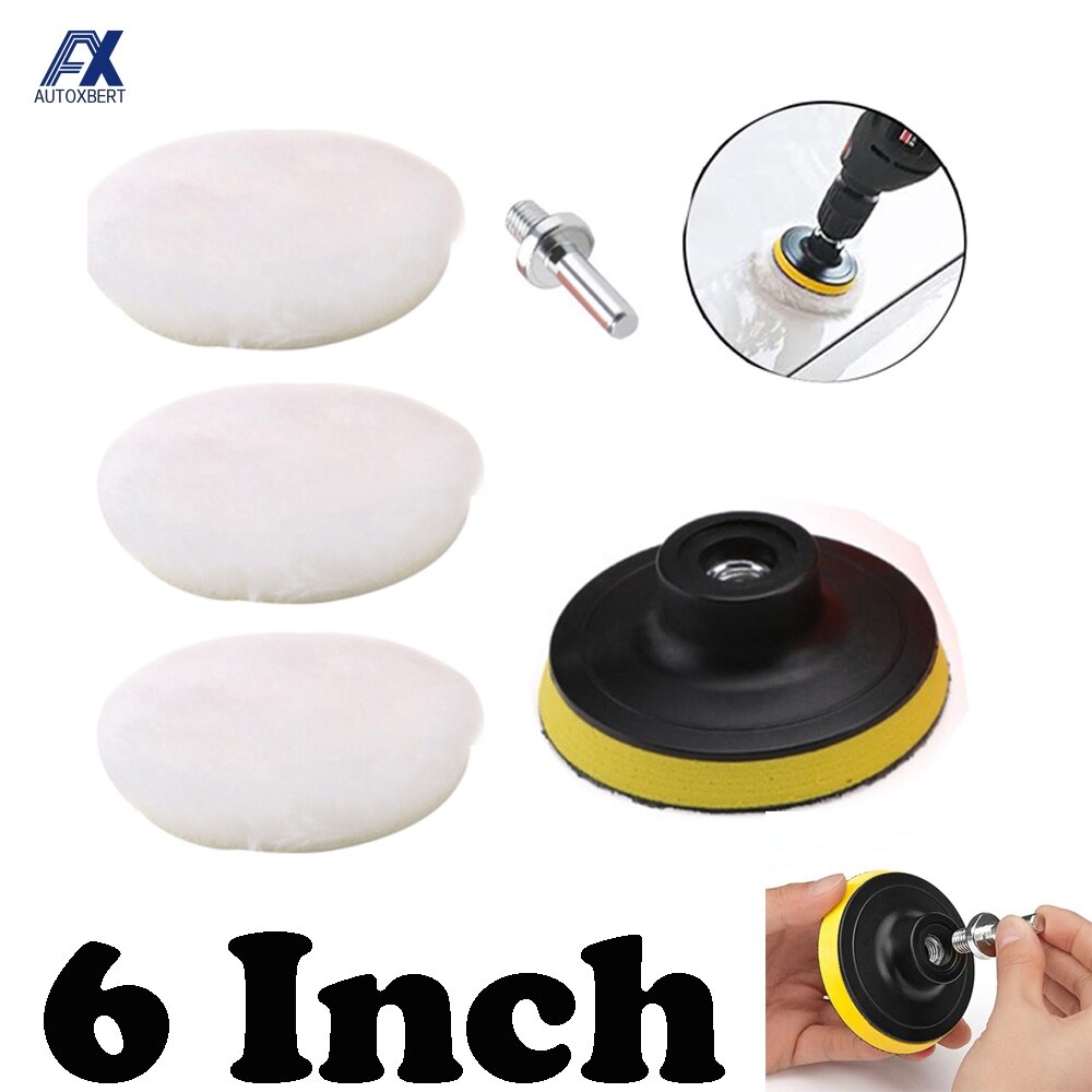 6 Inch Drill Adapter Wheel Pad Car Polishing Disc Buffing Polishing Pads M14 Wool For Glass Polishing Electric Drill Car Styling