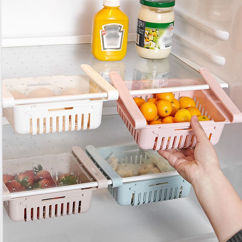 Cuisine escamotable réfrigérateur congélateur boîte de rangement glissière tiroir organisateur glisser sous étagère tiroir boîte support étagères Gadgets de cuisine