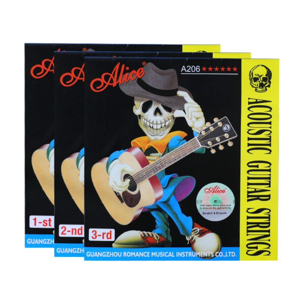 Alice-Gitarrensaiten der A206-Serie, 0,28 mm, 0,11 Zoll, Akustikgitarrensaiten, lange Lebensdauer, Stahlgitarre, 6 Saiten, Musikbegeisterte