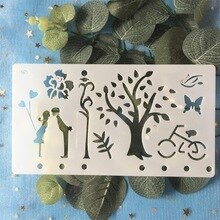 A6 älskare par träd pyssel hantverk skiktning stenciler väggmålning scrapbooking stämpling prägling album papperskort mall