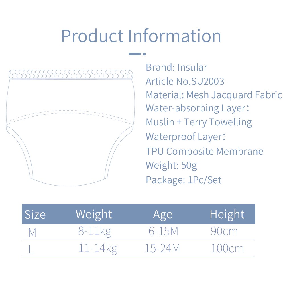Insular Breathable Reusable Nappies Baby Cloth Diapers Washable Infants Children Baby Cotton Mesh Training Pants Nappy Panties
