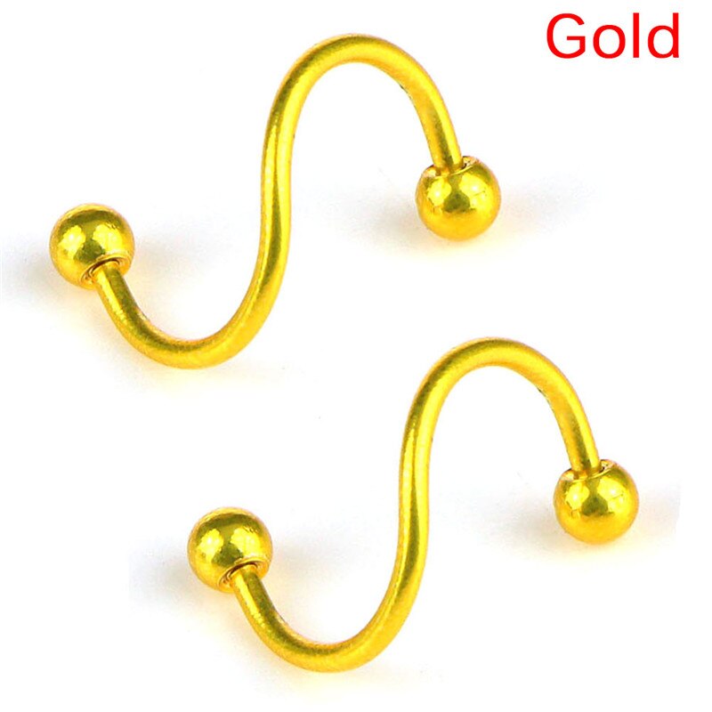 1Pair8mm Spiraal Chirurgisch Staal Spiral Twisted Lip Ring Neusringen 16 Gauge Oor Kraakbeen Helix Piercing Lichaam Accessoires Sieraden: Gold