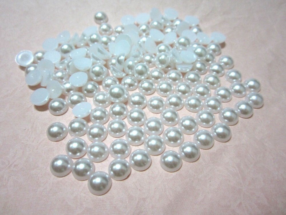 100pcs 8mm Half plastic Pearl Bead Flat Back Scrapbook Flatback Beads DIY wedding decoration B02: B026