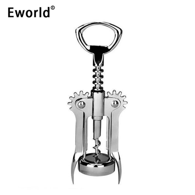 Eworld 1 stks Draagbare Rvs Rode Wijn Opener Wing Type Ober Metal Wijn Corkscrew Fles Handvat Opener Kurkentrekkers