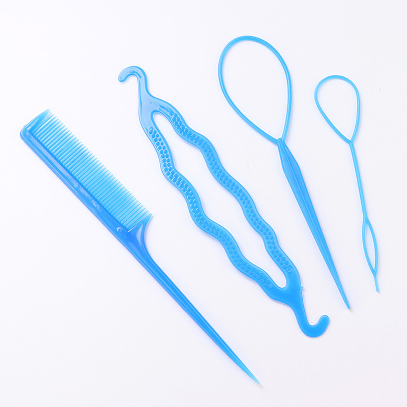 Salon 2-4pcs/set Women Girls Ponytail Creator Plastic Loop Pony Tail Clip Hair Braid Accessories Maker hair Styling Tool: Blue