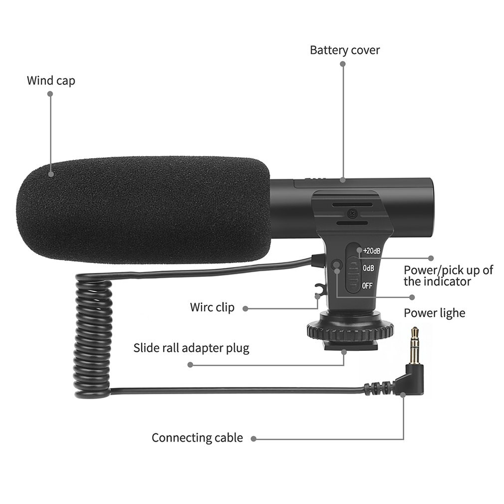 MIC-05 3.5mm Microphone SLR Camera DV Stereo Microphone For VLOG Camera Interview News Recording Microphone
