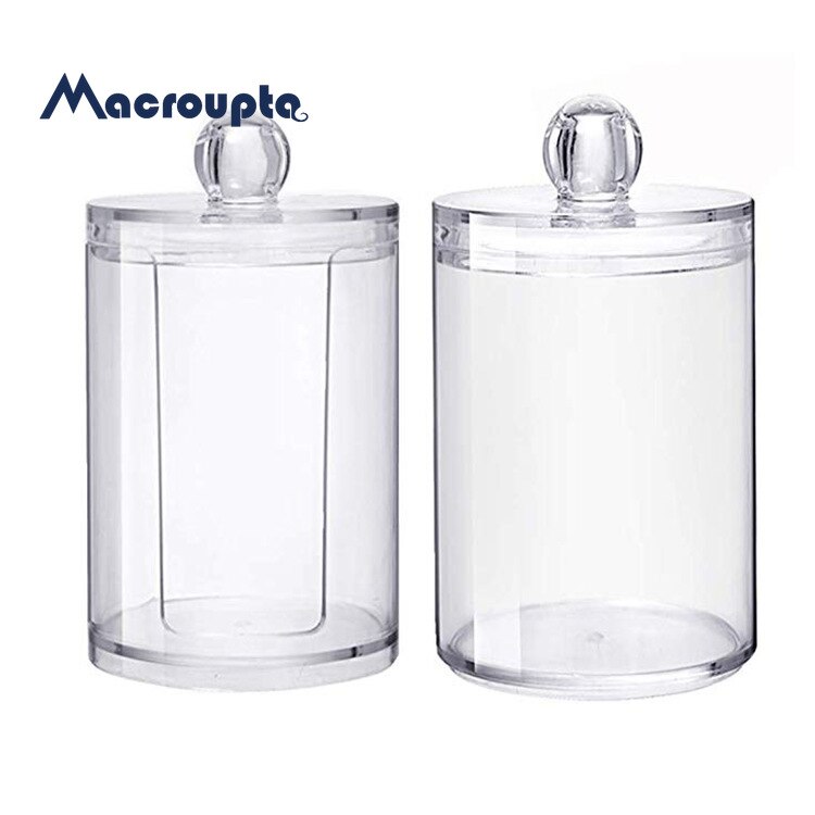 Acrylic Round Qtip Container Cosmetic Makeup Cotton Multifunctional Pad Organizer Jewelry Storage Box Holder and Candy Jars