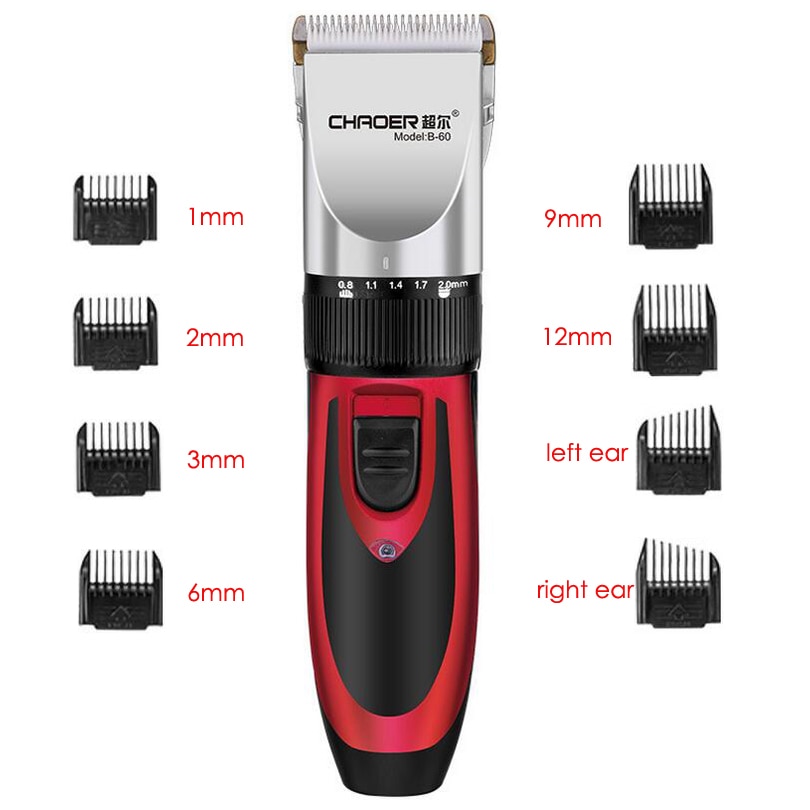 Cordless Hair Clipper Rechargeable Hair Trimmer for Men Electric Cutter Ceramic blade 1mm-12mm Nozzles