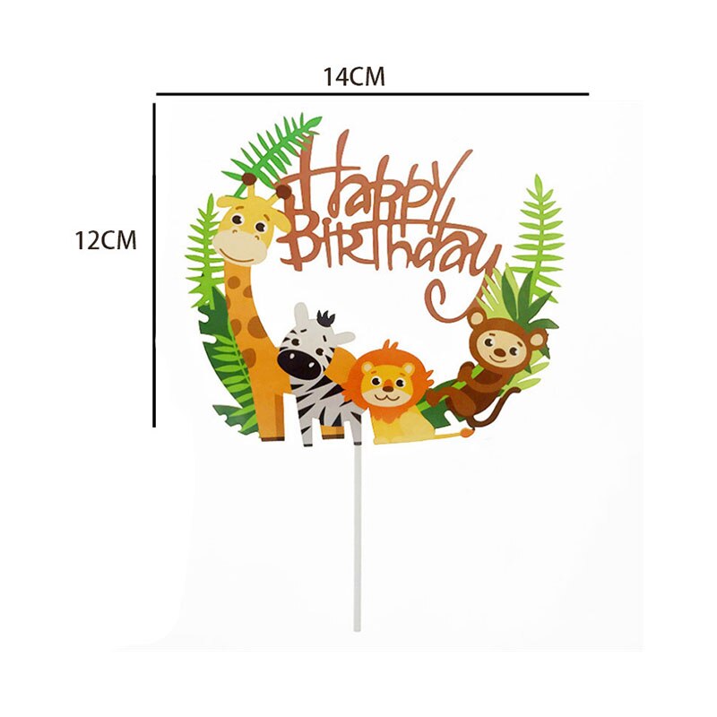 Cute Cartoon Animal Cake Topper Lion panda elephant jungle Cupcake Topper For Festive Farm Birthday Party Dessert Decor: happy birthday
