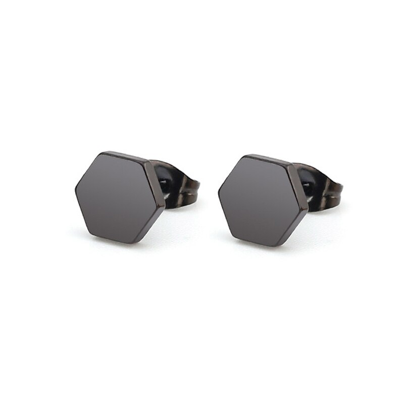 1 Pair Black Stud Earrings Mens Earrings Stainless Steel Black Earrings for Men Women Jewelry Piercing Hoop Earrings Set: Style 6