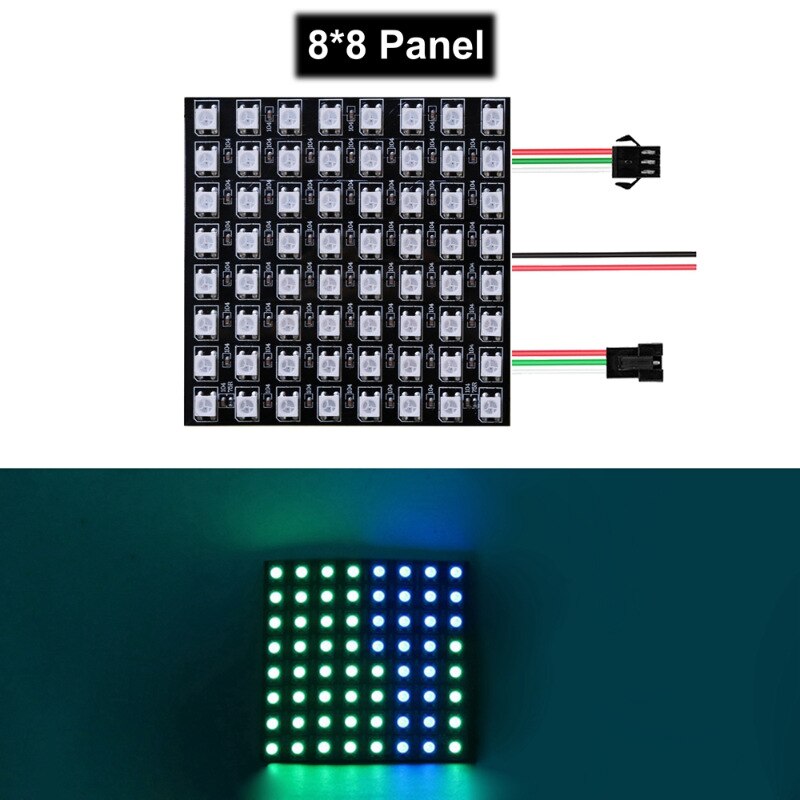 ws2812b rgb individually addressable flexible digital led panel strip light ws2812 8x8 16x16 8x32 dc5v module matrix screen: 8cm x 8cm