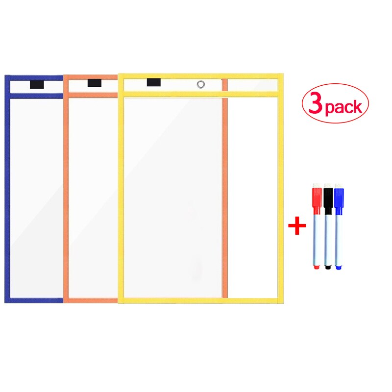 Erasable Dry Erase Board Write Delete File Dry Erase Pockets Drawing Teaching Practice Board Writing White Board markers For Kid: 3B3P
