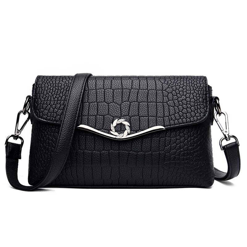 Oude Tang Vintage Tassen Voor Vrouwen Zachte Pu Lederen Luxe Handtassen Vrouwen Tassen Vrouwelijke Messenger Schoudertassen Flap sac: Black