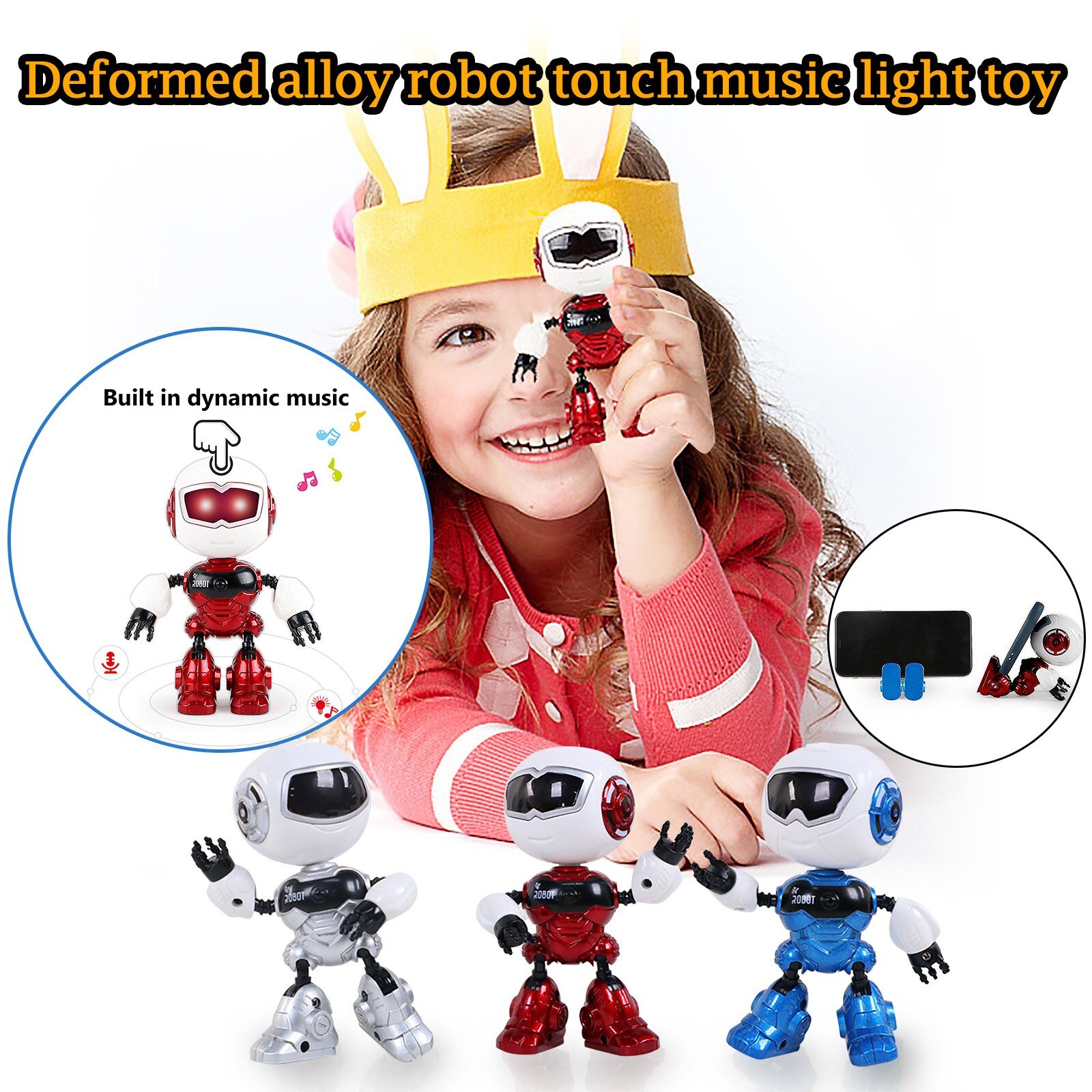 toys for children Novelty Puzzle Alloy Robot Induction Music And Light Variable Modeling Toy toys zabawki dla dzieci#L4