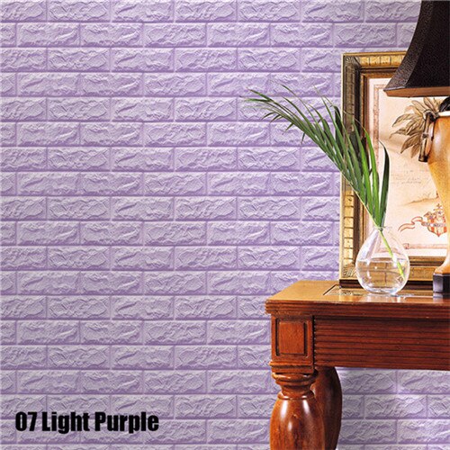 3D Wall Stickers Imitation Brick Bedroom Decor Waterproof Self-adhesive Wallpaper For Living Room Kitchen TV Backdrop Decor92915: Purple