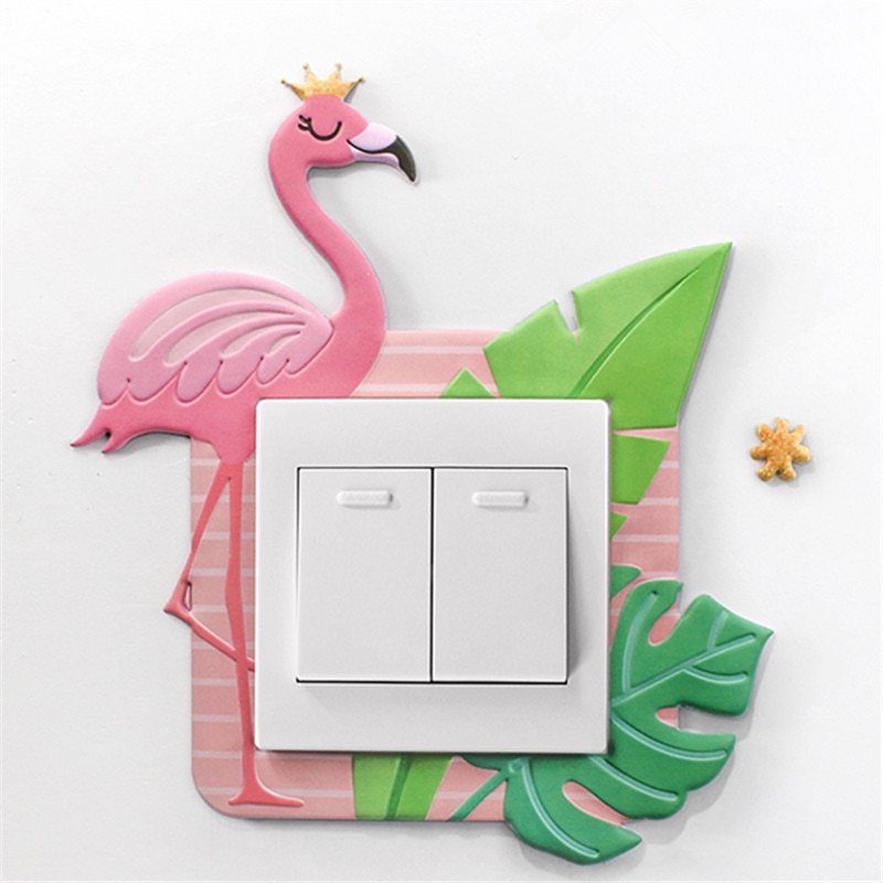 Dier Eenhoorn Flamingo Cover Cartoon Room Decor 3D Muur Siliconen Aan-uit Schakelaar Lichtgevende Lichtschakelaar Outlet Muur Sticker