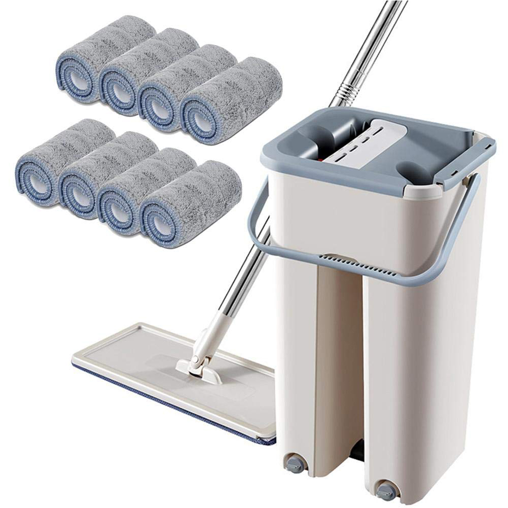Balai serpillère magique avec tampon microfibre et seau automatique, évite le lavage manuel, pour le nettoyage des sols/parquets, utilisation facile