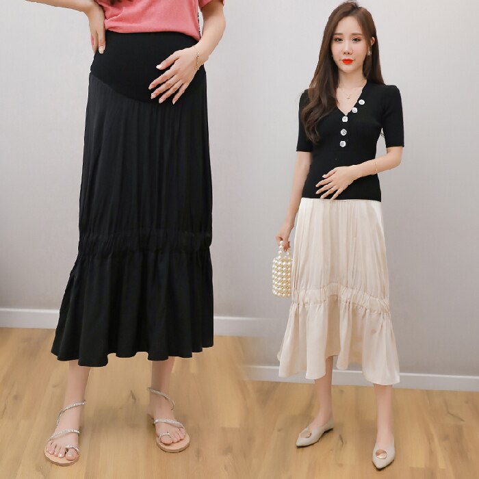 6025 # primavera moda coreana gonne premaman una linea sottile volant pesce gonne vestiti per le donne incinte pancia gravidanza Casual