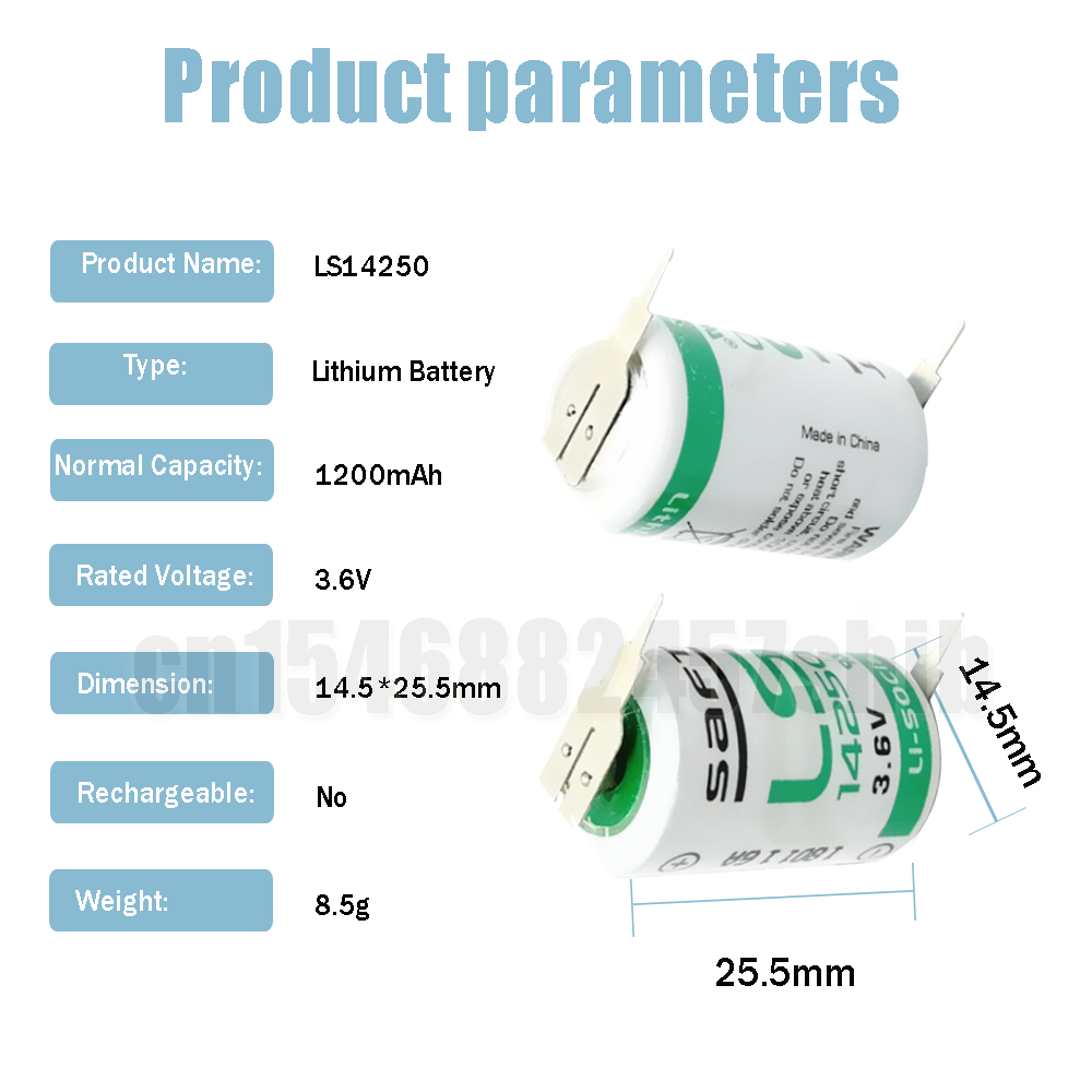 2pcs SAFT 14250 LS14250 14250 3.6V 1/2 AA 1/2AA 3.6V 1200mAh Lithium Battery With Pins For PLC CNC Water Meter Primary Battery