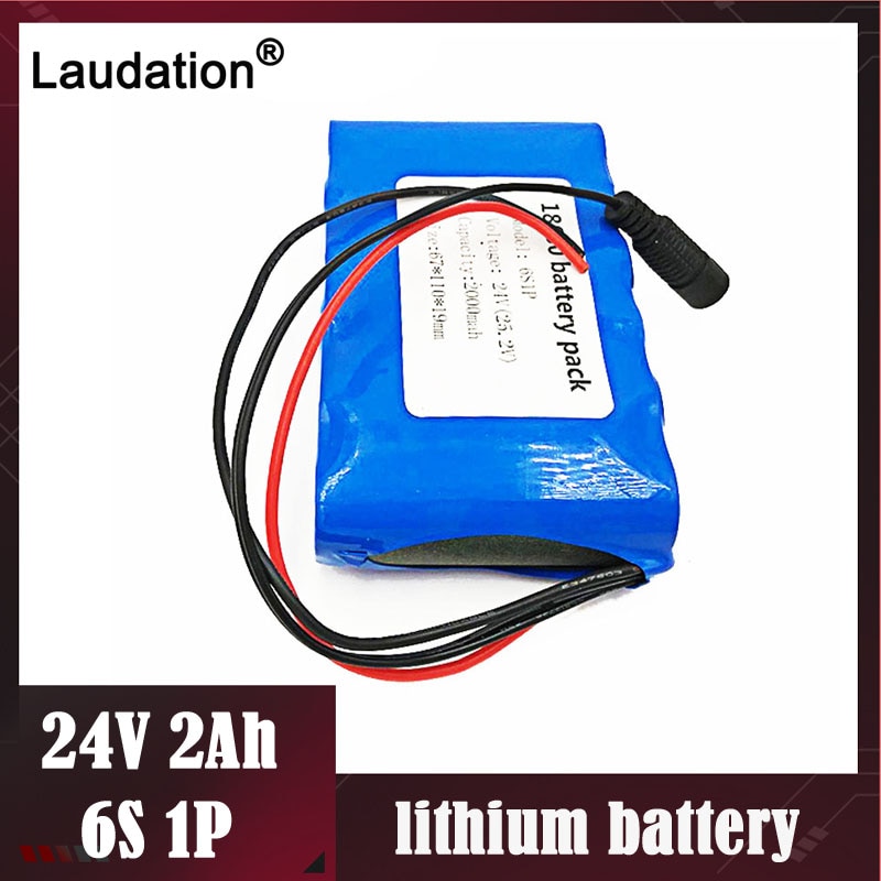 6S1P 18650 Battery Pack DC 24V 25.2V 2000mah 24V Rechargeable Battery for Small Motor Motors/LED Strip Protection