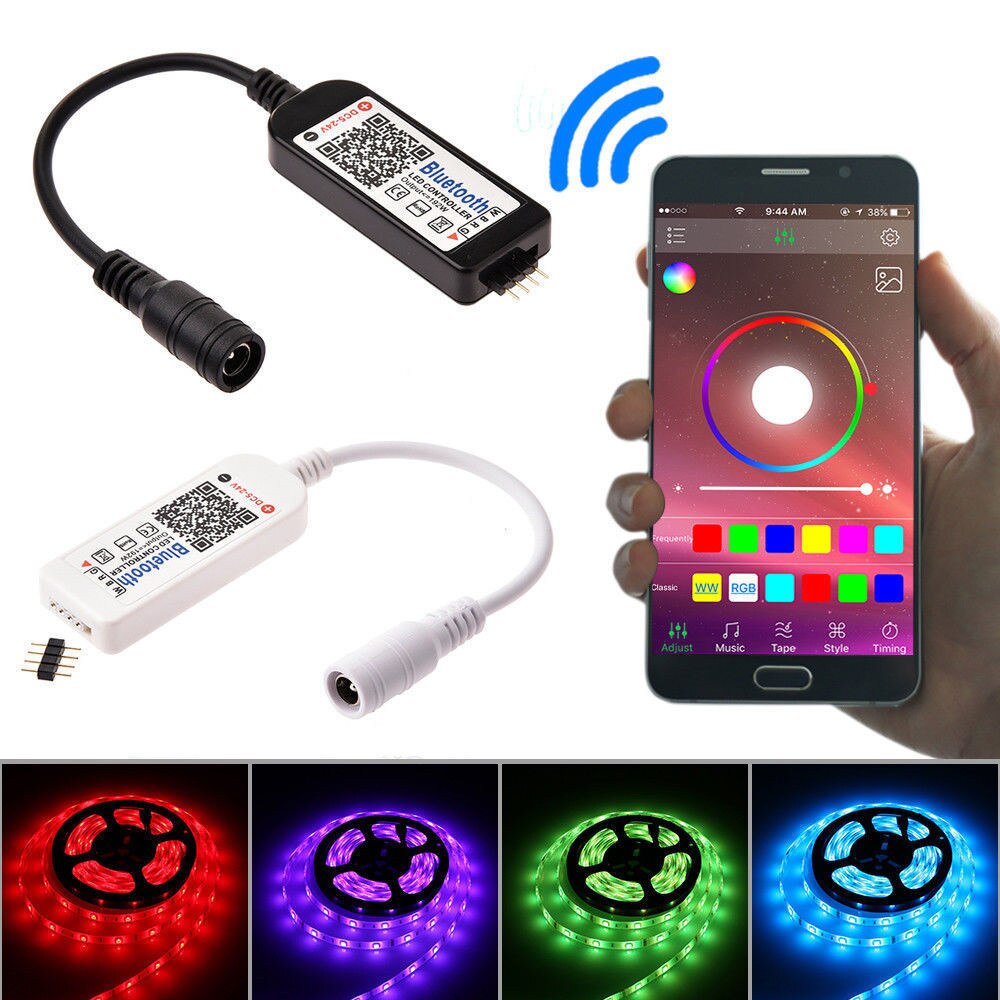 Mini controlador LED Bluetooth/Wifi para 5050 de 3528 RGB/RGBW, tira de luz LED de pulgadas, cabezal de 5 pines de 4 vías (RGBW)