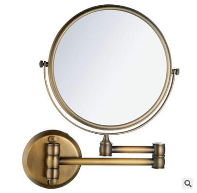 8 Inch Vintage/Goud/Chrome Wandmontage Schoonheid Spiegel, Dubbele Gezicht Vergrootglas Spiegel, telescopische Opvouwbare Make-Up Spiegel Messing: vintage