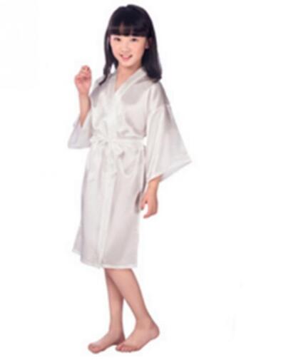 Baby Meisjes Kid Zijde Satijn Kimono Gewaden Badjas Nachtkleding Bruiloft Bloem Meisje Nacht Jurk